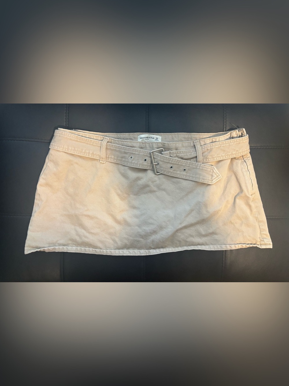 Abercrombie & Fitch Beige Cotton Belted Mini Skirt